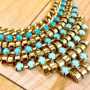 Gold Coloured with turquoise wide necklace